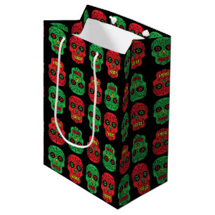 Customisable Xmas Sugar Skulls Medium Gift Bag