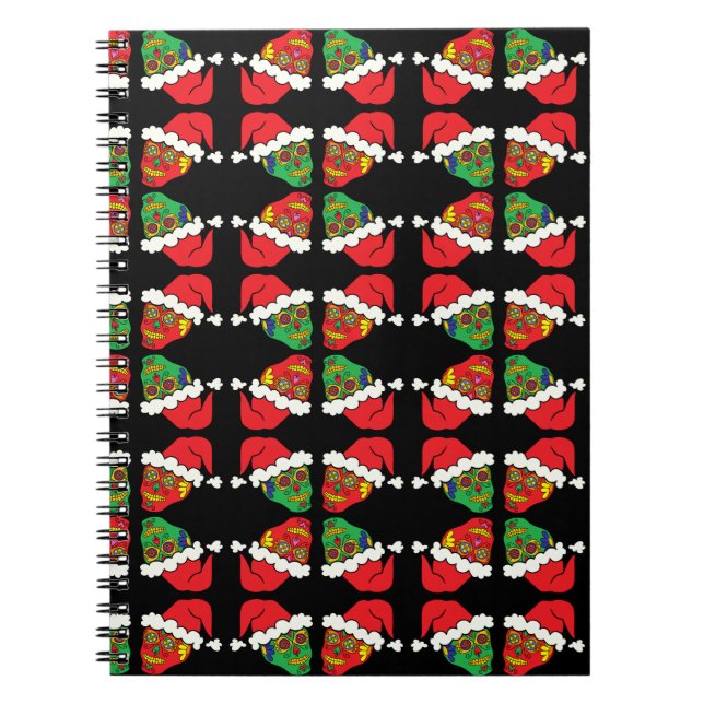 Customisable Xmas Sugar Skulls Spiral Notebook (Front)
