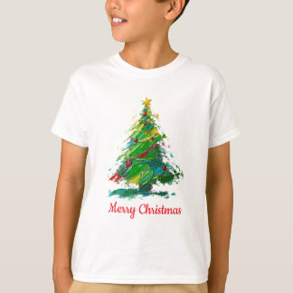 Customisable Xmas Tree Oil Painting Style Child T-Shirt