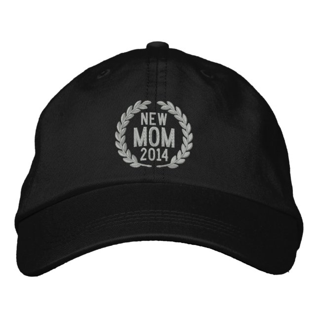 Customisable YEAR for New Mum Laurels Embroidery Embroidered Hat (Front)