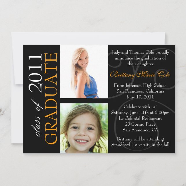 Customisable Year Graduate Photo Announcement (Front)