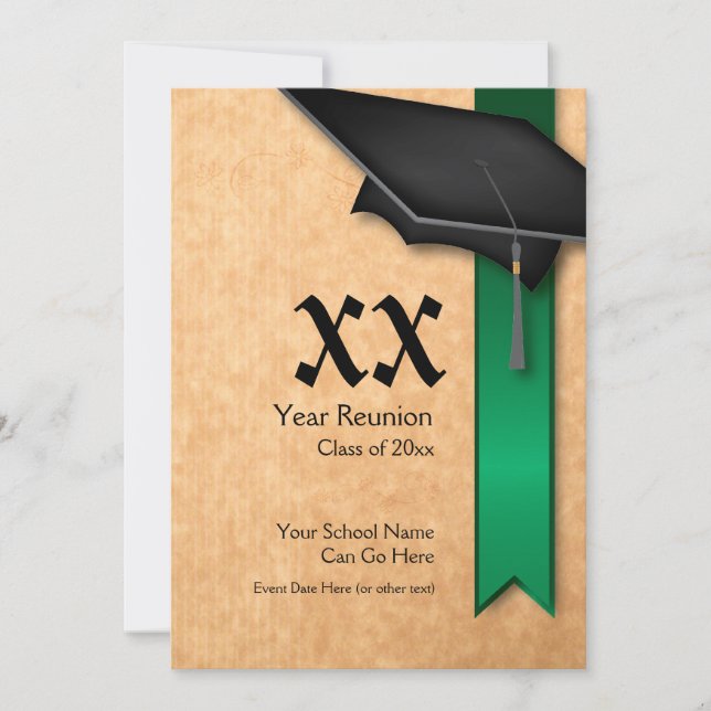 Customisable Year Green Class Reunion Invitation (Front)