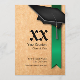 Customisable Year Green Class Reunion Invitation