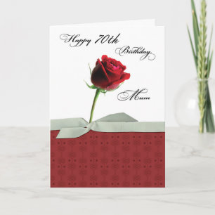Customisable Year, Mum 70th Birthday Red Rose Card