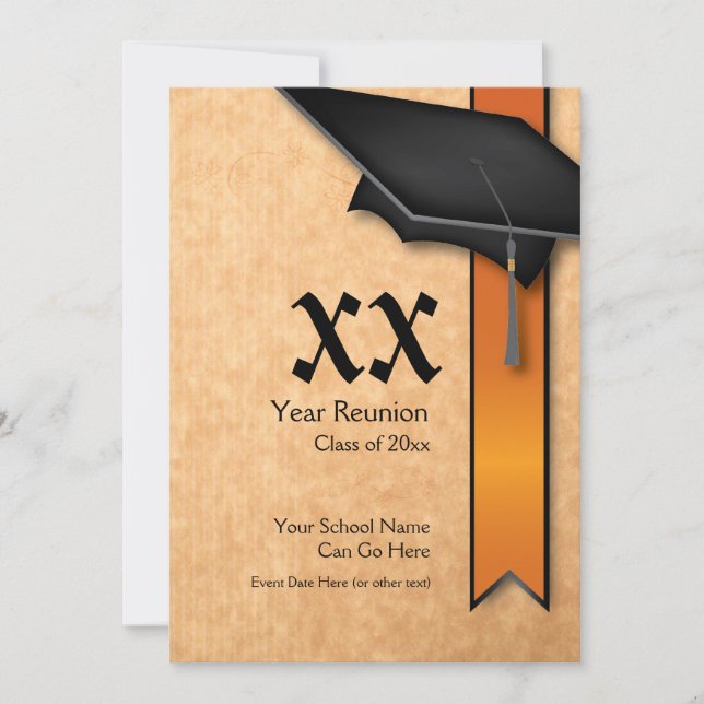 Customisable Year Orange Class Reunion Invitation (Front)