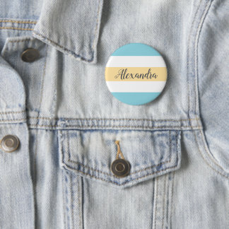 Customisable Yellow And Blue Stripes 6 Cm Round Badge