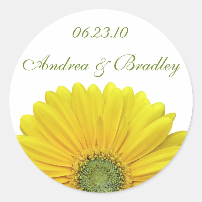 Customisable Yellow Gerbera Daisy Monogram Sticker (Front)