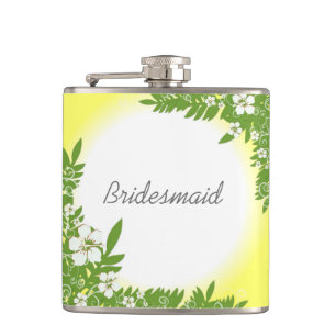 Customisable yellow hawaii flowers wedding flask