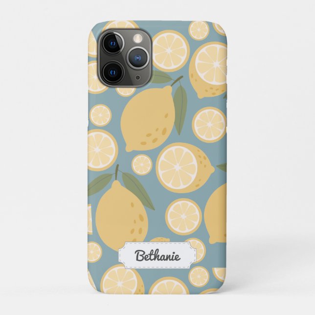 Customisable Yellow Lemon Seamless Pattern Case-Mate iPhone Case (Back)