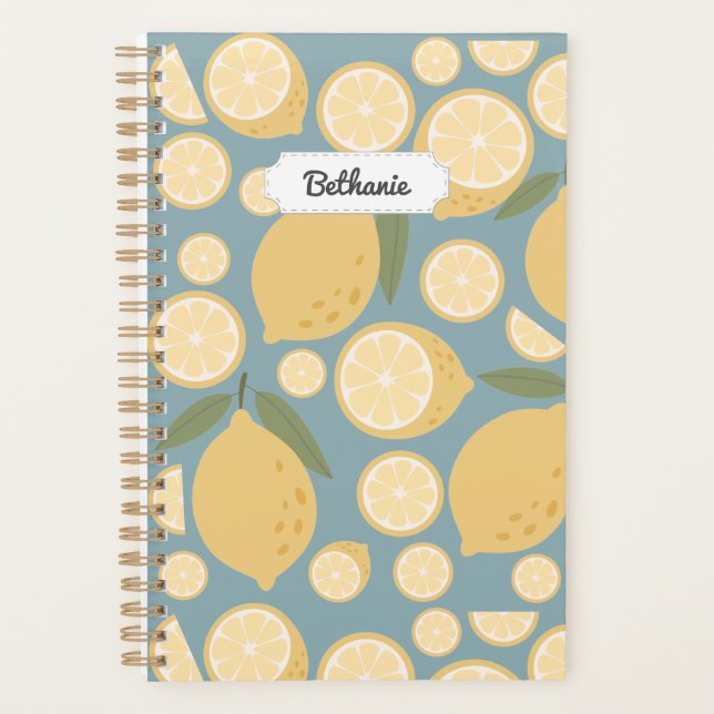 Customisable Yellow Lemon Seamless Pattern Planner (Front)