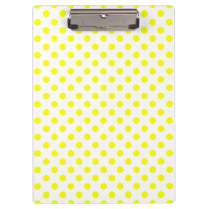 Customisable Yellow on White Polka Dots Clipboard