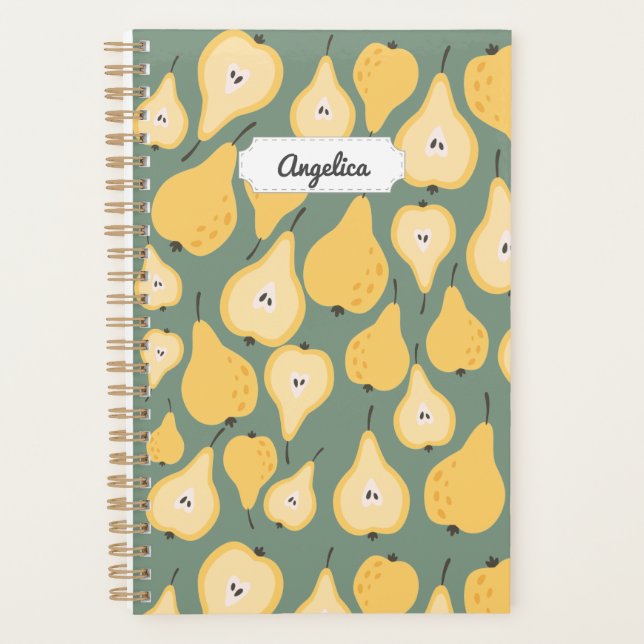Customisable Yellow Pear Seamless Pattern Planner (Front)