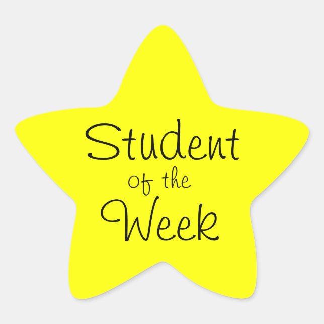 Customisable Yellow Star Student Of The Week Star Sticker (Front)