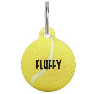 Customisable yellow tennis ball pet tag