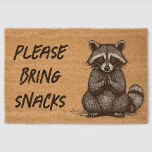 Customisable Yoga Racoon Linocut Coir Mat