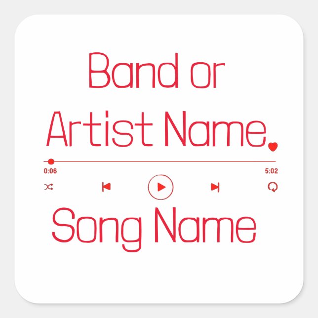 Customisable Your Favourite Music Square Sticker (Front)