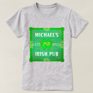 Customisable Your Name Irish Pub Green T-Shirt