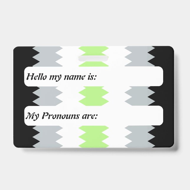 Customisable ZigZag Boho Agender Pride Flag     ID Badge (Front)