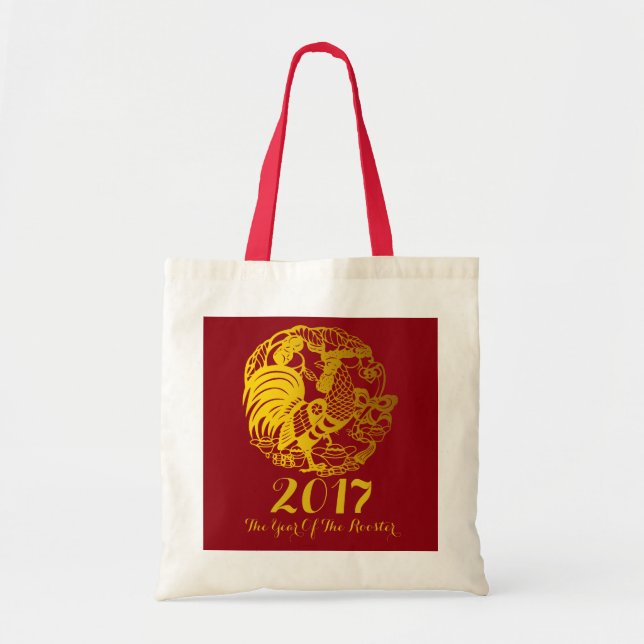 Customisable Zodiac 2017 Rooster Year Tote Bag (Front)