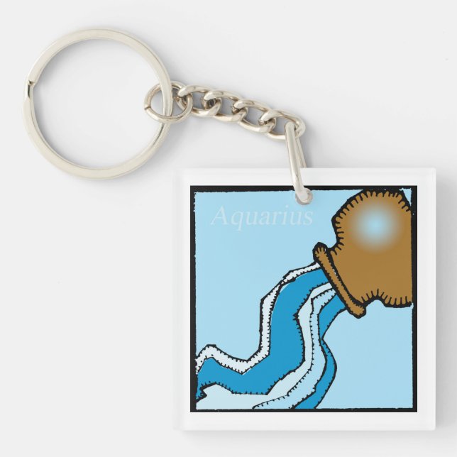 Customisable Zodiac Signs Aquarius 2sided Keychain (Front)