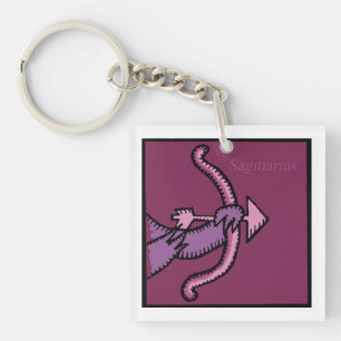 Customisable Zodiac Signs Sagittarius 2 sided K Key Ring