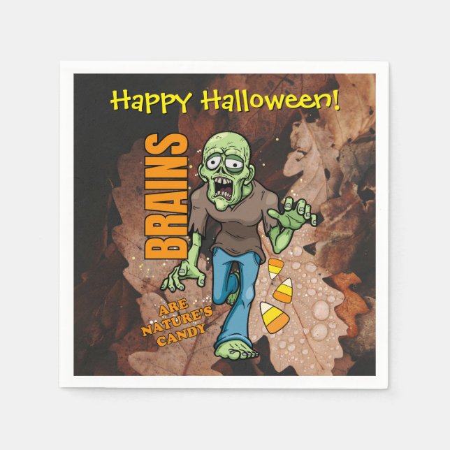 Customisable Zombie Halloween Paper Napkins (Front)