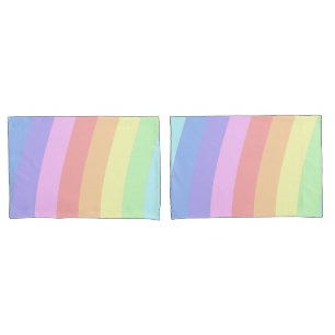 Customisble Girly Pastel Rainbow Wavy Stripes Pillowcase
