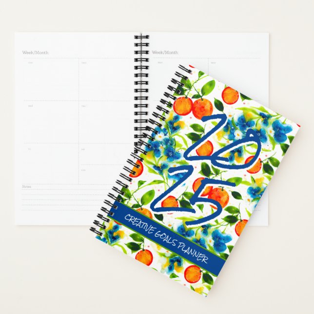 Customise 2025 Oranges & Blue Blossoms Planner (Display)