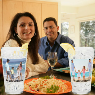 Customise 2 Family Photo Custom Text Pint on Glass