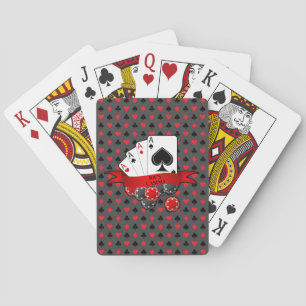 Customise 4 Aces Red Black Card Suits on Grey
