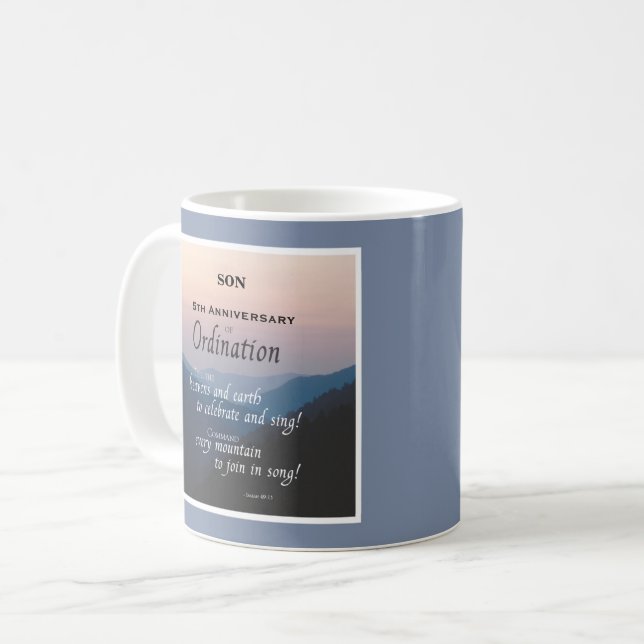 Customise, 5th Anniversary Ordination Coffee Mug (Front Left)