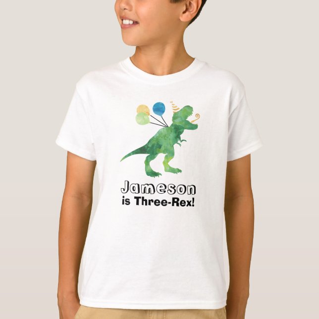 Customise-able Dinosaur Birthday T-Shirt Any Age (Front)