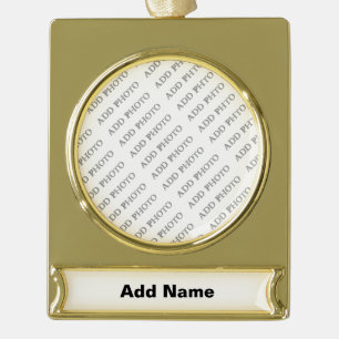 Customise Add Name Photo or Artwork Gold Plated Banner Ornament