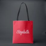 Customise Add Your Name Or Text Template Red Tote Bag<br><div class="desc">Replace Your Script Name Text Here Elegant Modern Minimalist Design Typography Template Red Shopping Shoulder Tote Bag.</div>