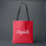 Customise Add Your Name Or Text Template Red Tote Bag<br><div class="desc">Replace Your Script Name Text Here Elegant Modern Minimalist Design Typography Template Red Shopping Shoulder Tote Bag.</div>