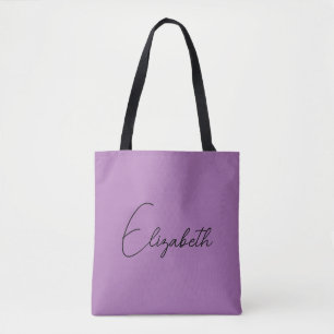 Customise Add Your Own Name Elegant Lavender Tote Bag