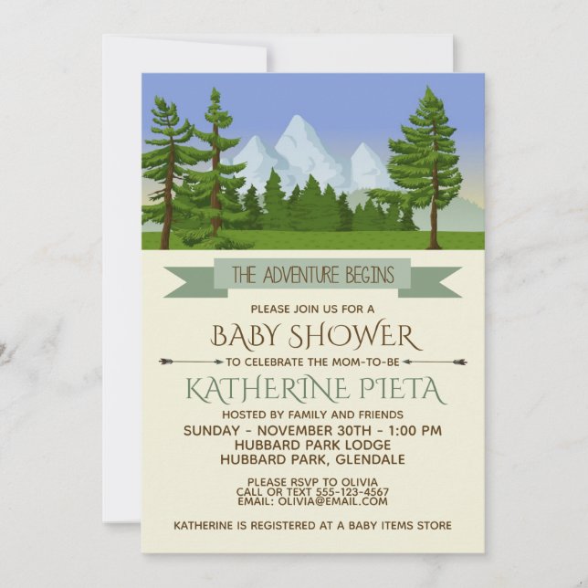 Customise Adventure Begins Baby Shower Invitation (Front)