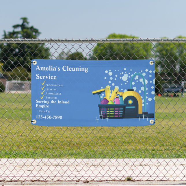Customise Affordable Home Cleaning Fence Banner (Insitu)