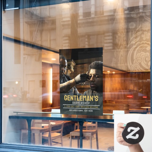 Customise African American Barbershop Business (Cafe Window)