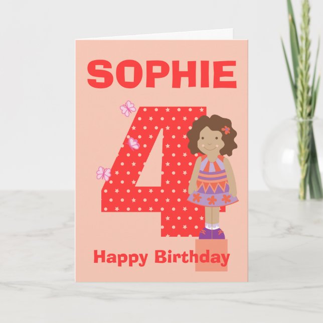 Customise age and name girl's birthday card (Front)