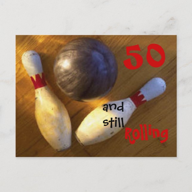 Customise Age Bowling Birthday Postcard (Front)