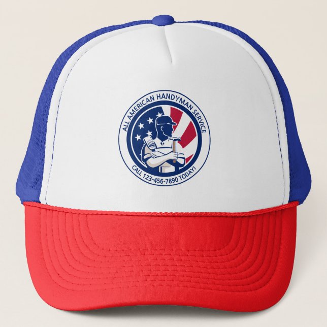 Customise American Patriotic Handyman Advertising  Trucker Hat (Front)