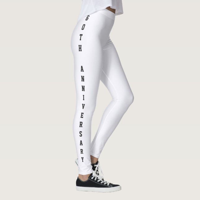 Customise Anniversary Diamond White Black Monogram Leggings (Right)