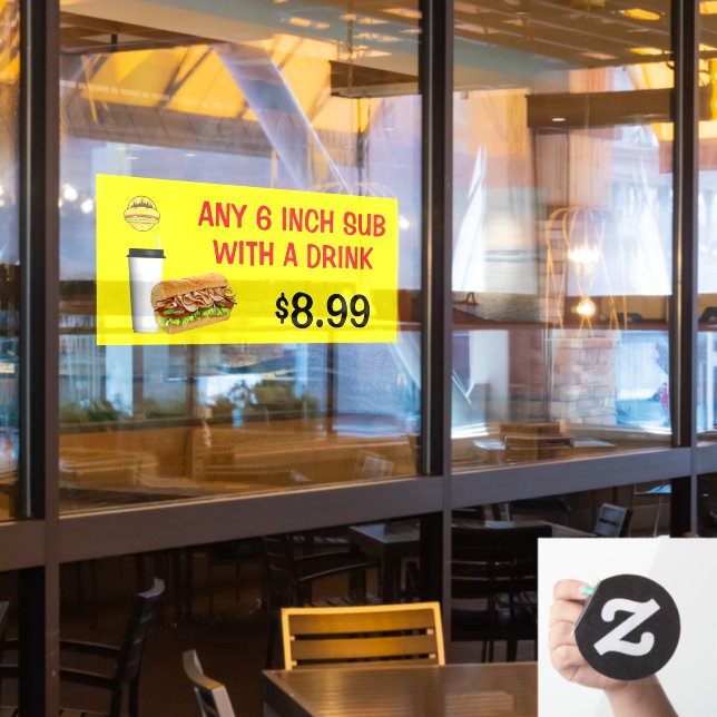 Customise Any 6 Inch Sub With A Drink Add Logo  (Restaurant Window)