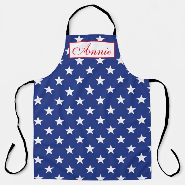 Customise Apron - White Stars Blue BG (Front)