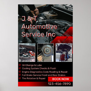 Customise Auto Repair Garage Service List With Log Poster