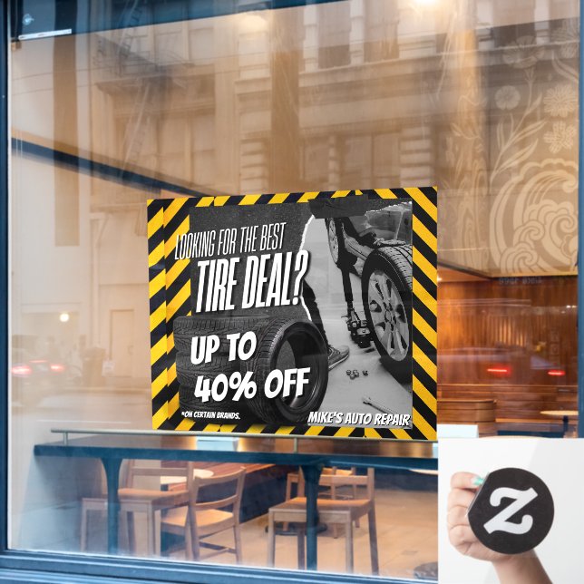 Customise Automotive Shop Tire Sale Up To Percent  (Cafe Window)