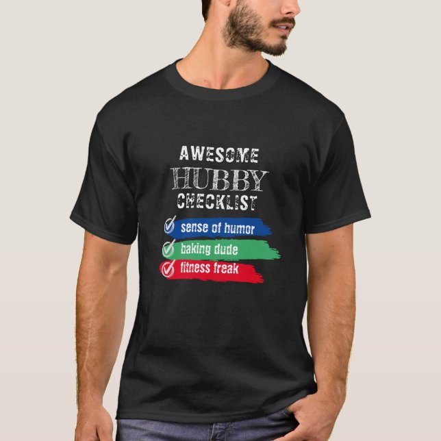 Customise Awesome Hubby Checklist Valentine  T-Shirt (Front)