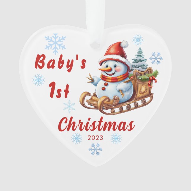 Customise Baby's First Christmas Acrylic Ornament (Front)
