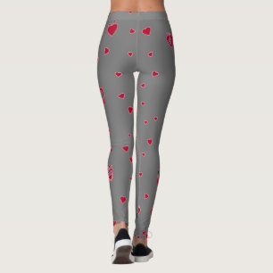 Customise Background Colour Red Hearts Leggings